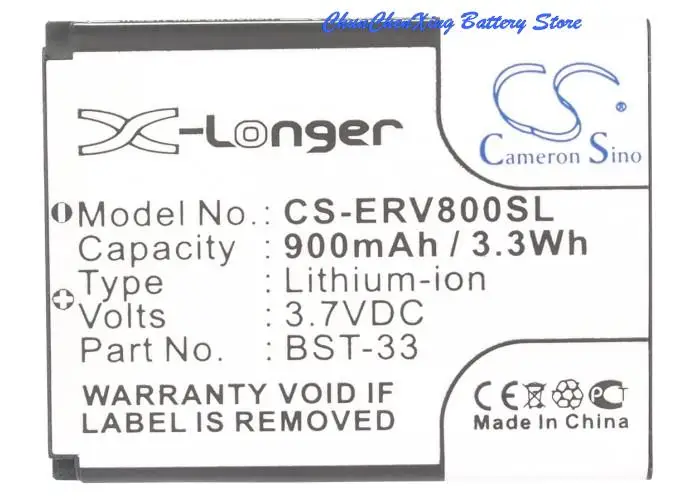

High Quality 900mAh Battery BST-33 for Sony Erison C702,C901 Greenheart,C903,F305,G502,G700, FOR Vodafone SEBA01