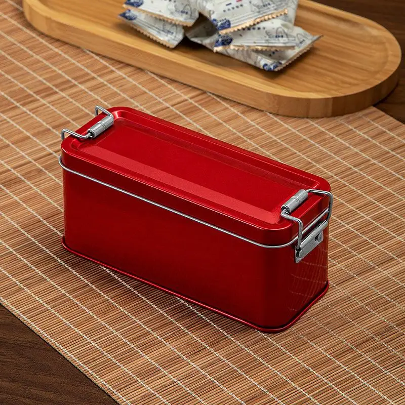 Hochwertige rechteckige Metallbox mit Deckel, Aufbewahrungsbox, Kuchenverpackungsbox, altmodische, robuste Eisenbox mit Verschluss〔YY32〕 – Detail 6