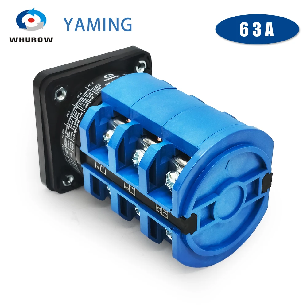 LW26-63 Universal Changeover Rotary Cam Switch 690V 63A 3 Poles Manual Control Dual Power Selector LW28 YMW26-63/3