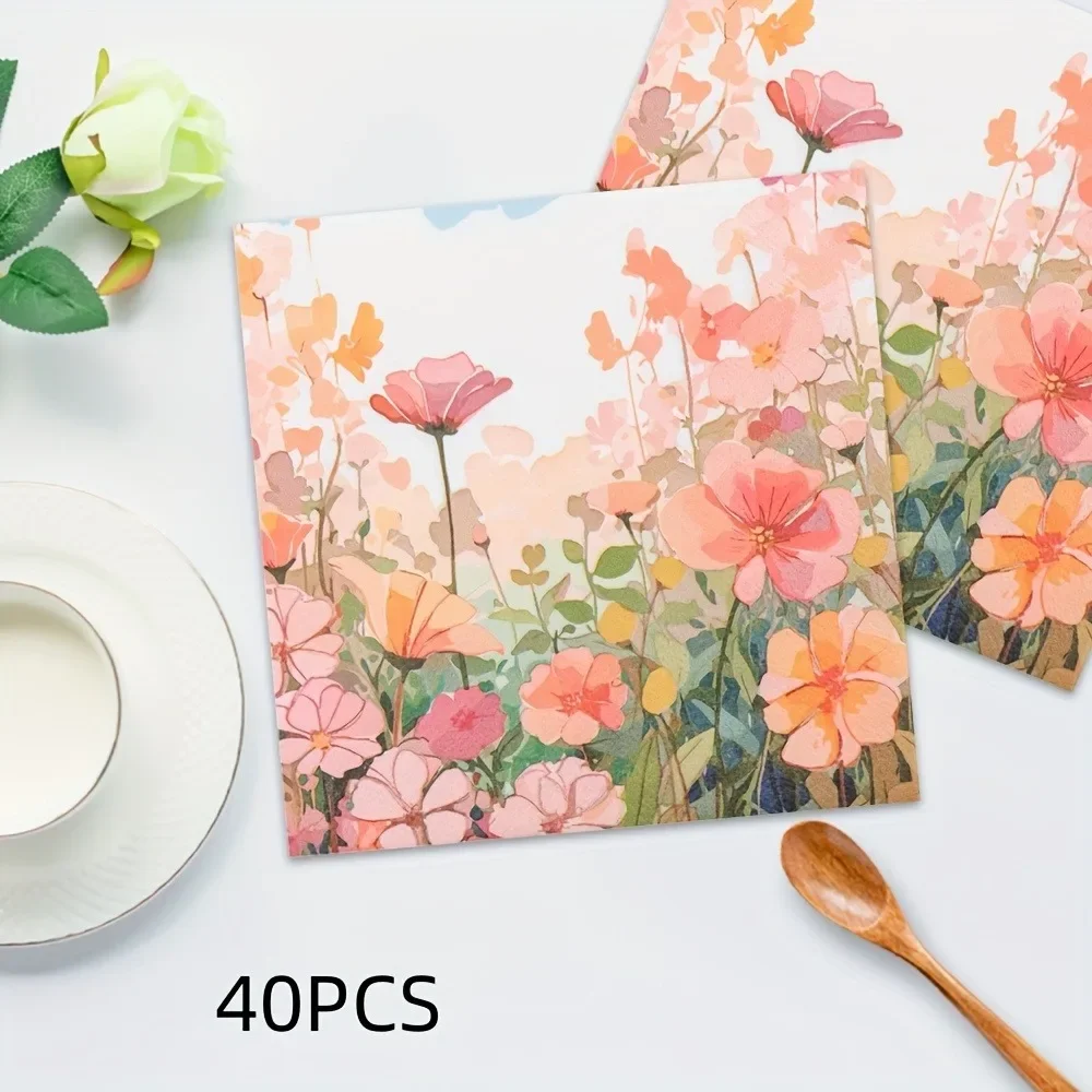 Tovaglioli usa e getta botanici rosa da 40 pezzi Tovagliette di carta per feste di matrimonio per decorazioni per eventi di vacanze di compleanno Impostazione del tavolo da pranzo
