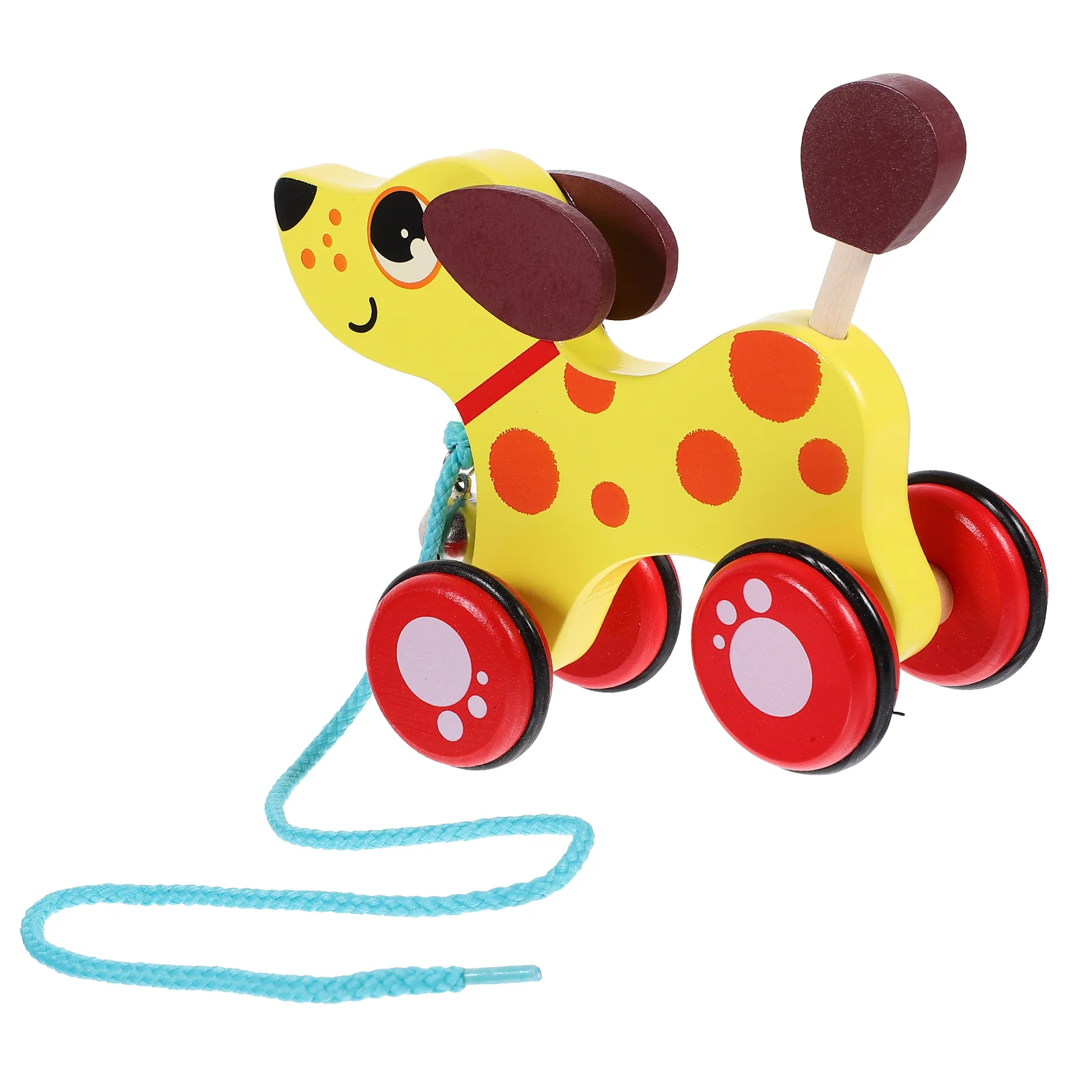 Arraste de madeira dos desenhos animados pai-filho filhote de cachorro brinquedos animais puxando 175x138x73cm criança andando adorável arrastando