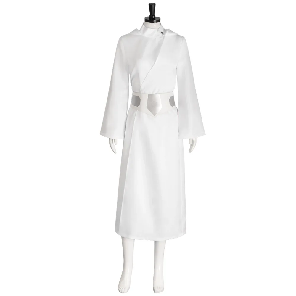 open lace back dress Princess Leia Women White Dress Party Carnival Halloween Cosplay Costume  Original Design