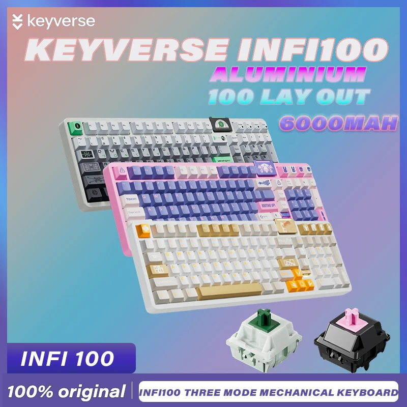 Keyverse Infi100 Mechanical Keyboard wireless Three mode CNC Aluminium alloy Gaming keyboard 6000mah Customized keyboard Gift