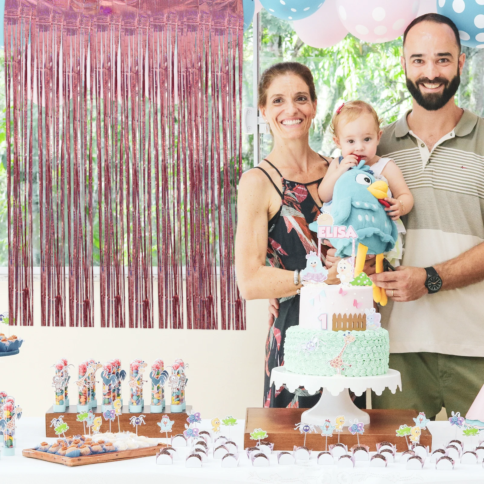 Christmas Shiny Background Hanging Party Decor Tassel Curtain Window Door Decor For Birthday Halloween Horror