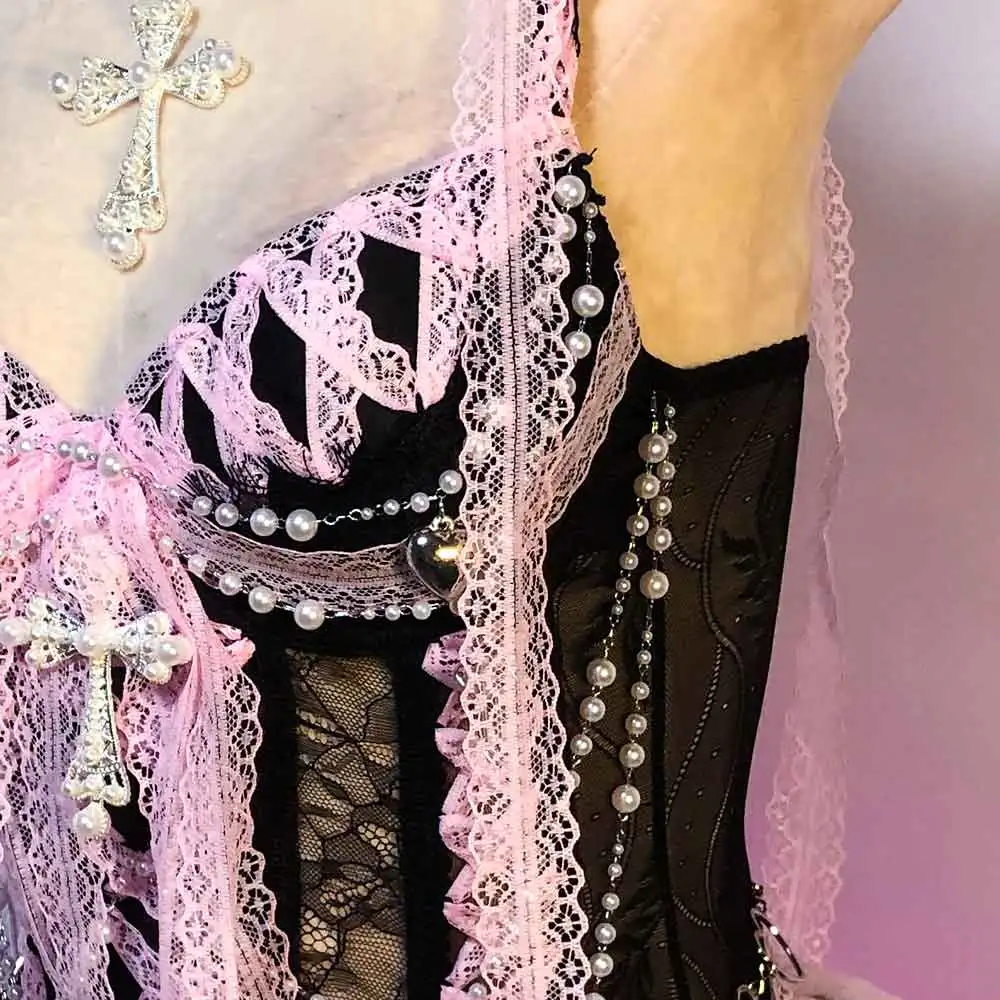 فستان قوطي يدوي الصنع بتصميم سايبر هارت، ملابس نادي للمراهقات بأسلوب كاواي صديق للبيئة، ملابس الجرينج التسعينية، إيمو غوث هاراجوكو واي 2 كيه، قمصان دانتيل بانك روك