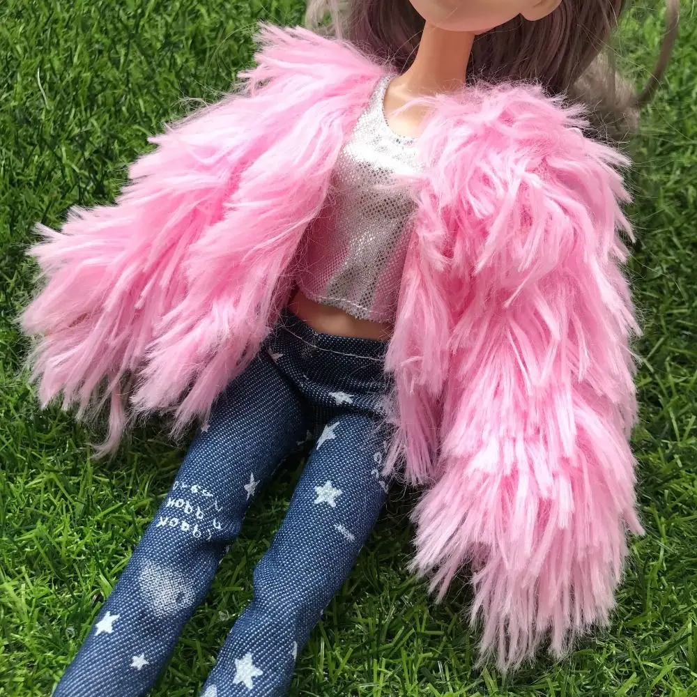 1 Set Fashion Casual 1/6 Poppenkleertjes Hoeden Handgemaakte DIY Meisje Cadeau Speelgoed Truien Broek Winterkleding Bontjas voor pop van 29 ~ 32 cm