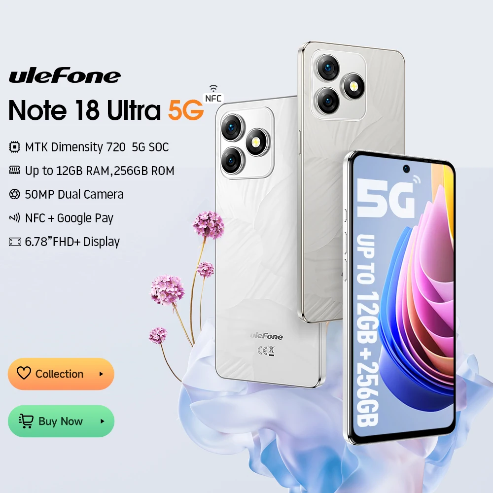 Ulefone Note 18 Ultra 5G Smartphone 12GB RAM(6+6) 256GB ROM 6.78