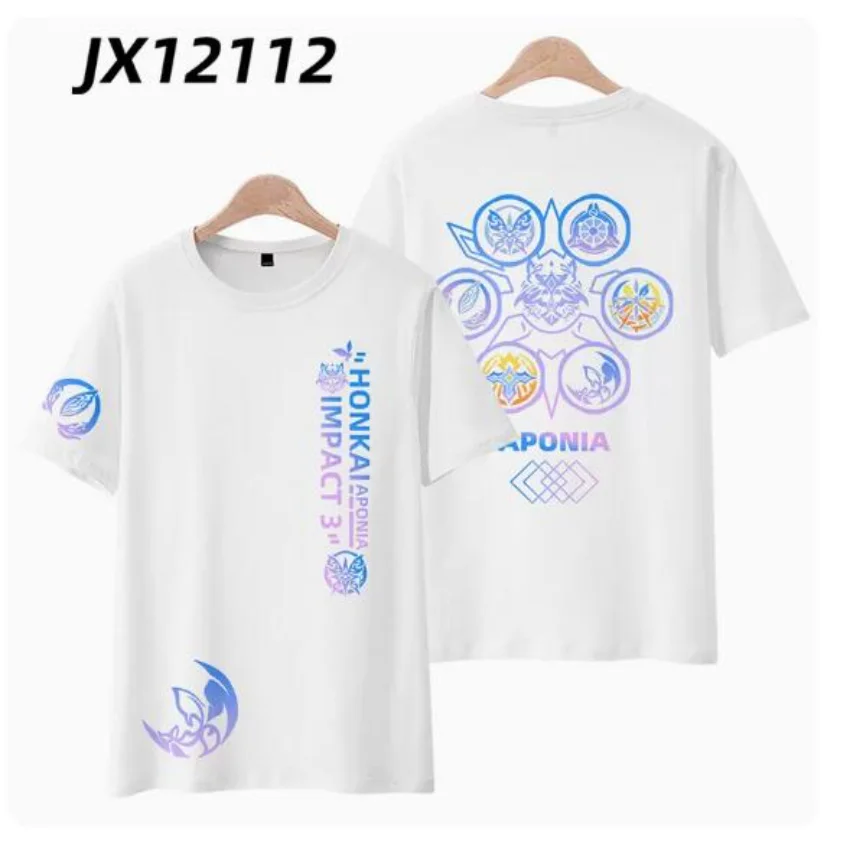 Honkai Impact 3rd Aponia เสื้อยืดพิมพ์ลาย3D, เสื้อยืดคอกลมแขนสั้นคอกลมสำหรับผู้หญิงและผู้ชายใส่ในฤดูร้อนเสื้อยืดลายกราฟิก