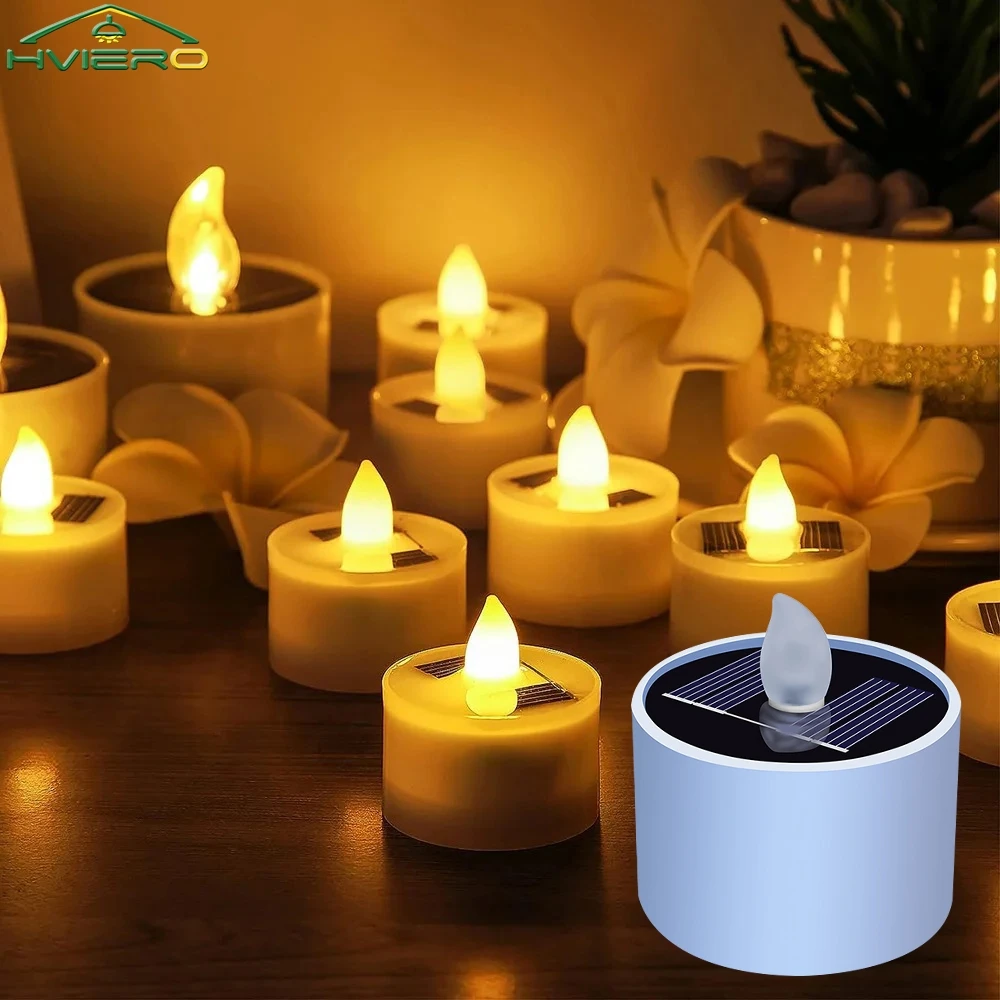 

1/2/4/6/8PCS Bedroom Landscape Home Bar Decoration Lighting Bulb Solar Simulated Candle Lamping Flameless Rechargeable LED Light