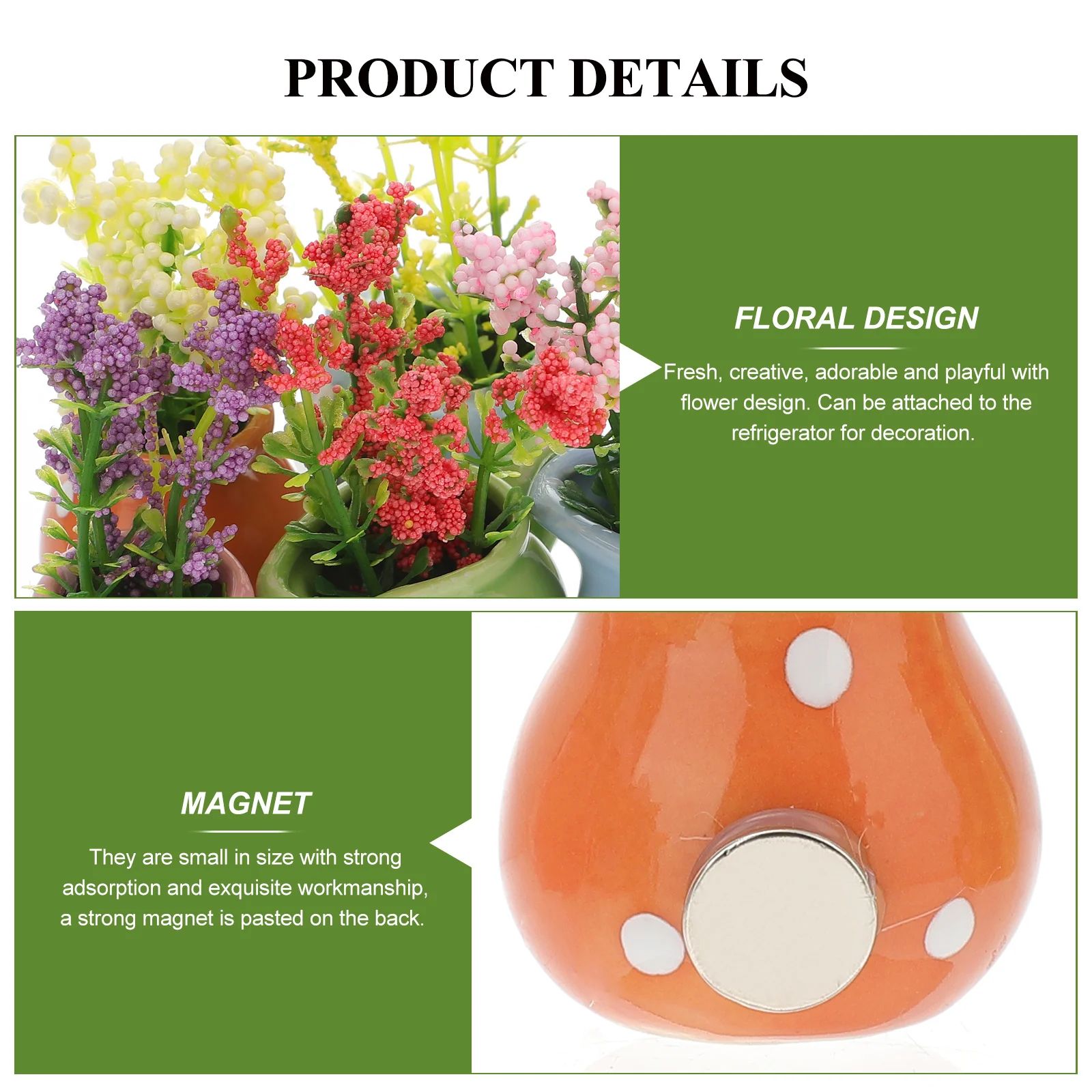 

7Pcs Flower Plant Fridge Magnets Exquisite Craftsmanship Vivid Design for Refrigerator Magnetic Surface Decor Flower Magnets