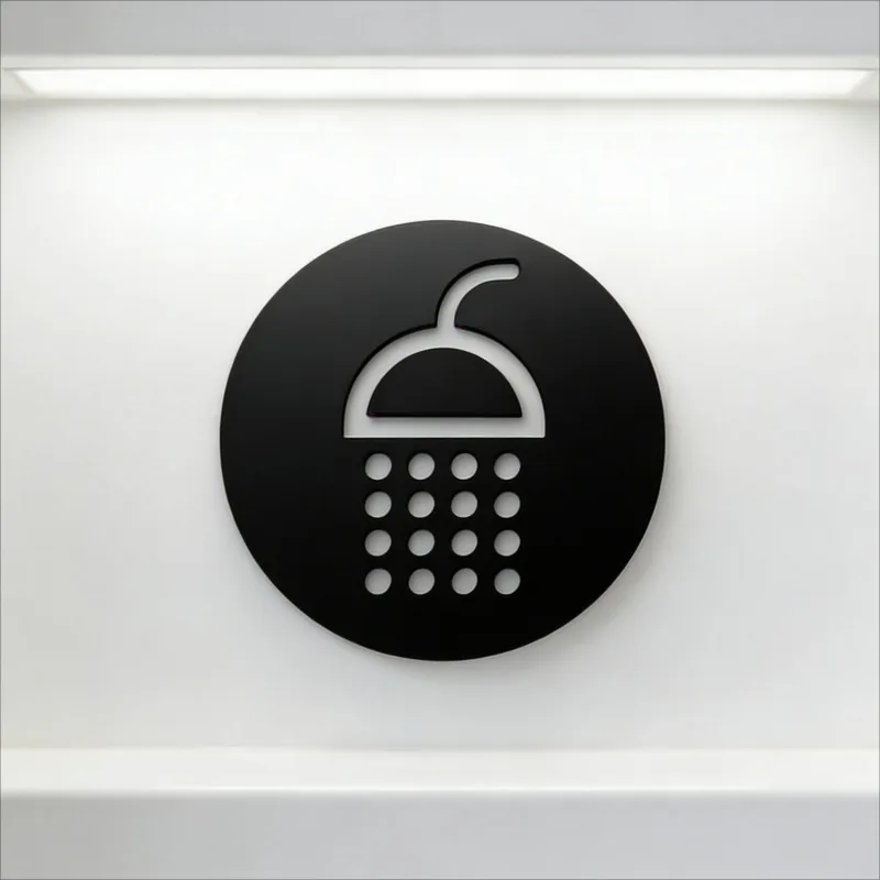 3D Acrylic Shower Bathroom Sign Self-Adhesive Door Decorative for Salon Hotel Christmas Gift