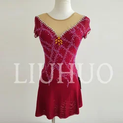 Ice skating costumes dress Girls Wine Red Kids Figure skating dance costumes skirts for Competition Adult JC332