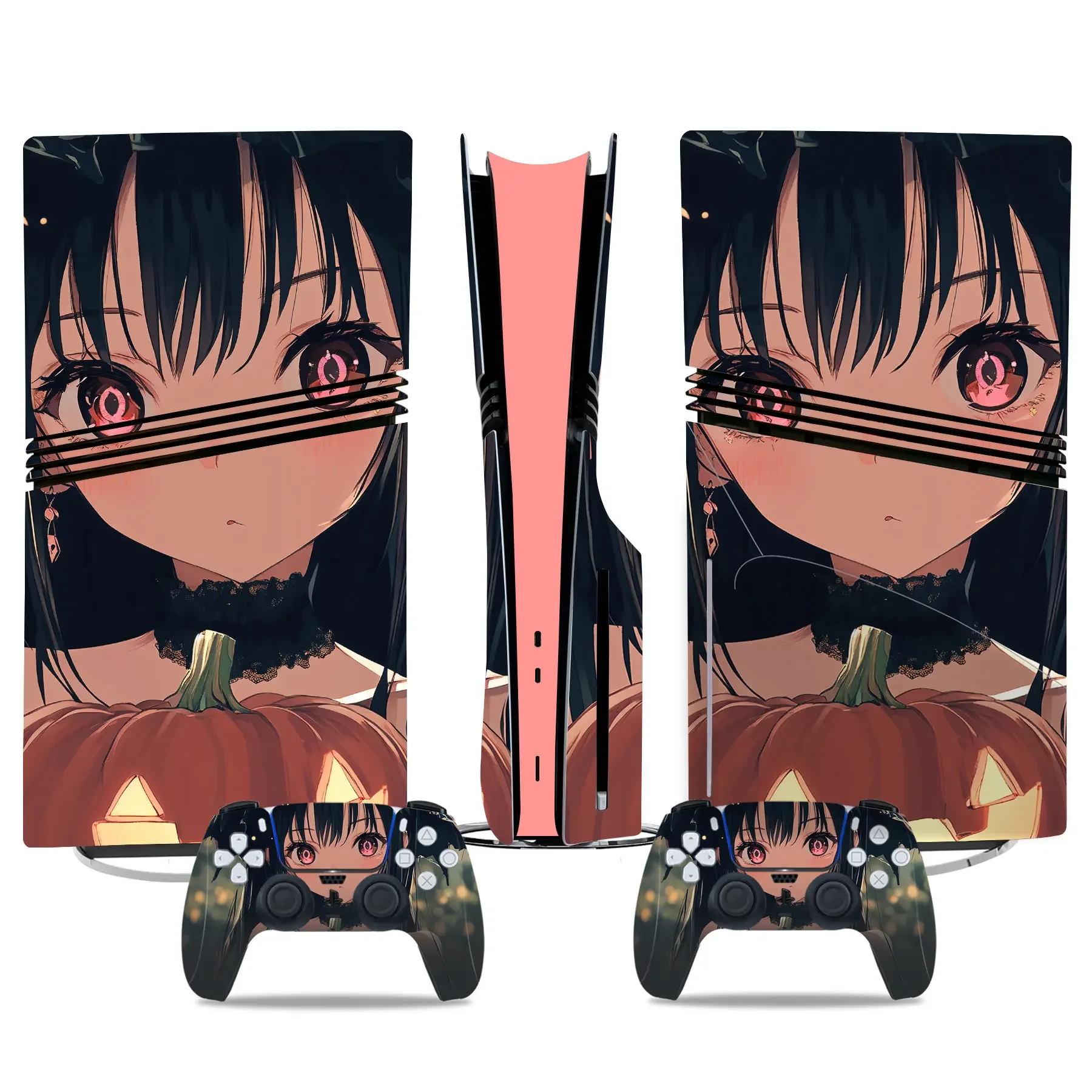 Anime meninas acessórios de jogo jogo ps5 pro disco pele adesivo decalque capa para ps5 pro disco console e 2 controladores ps5 pro pele