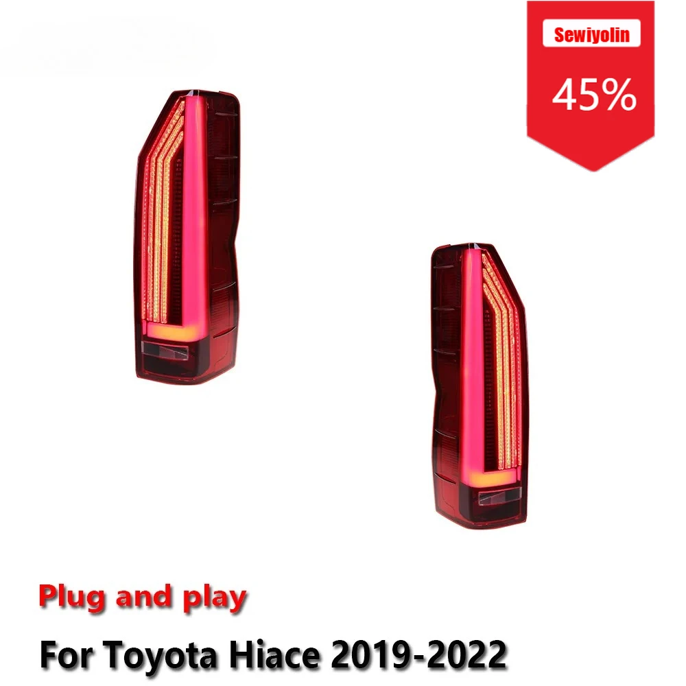 

Sewiyolin Car LED Tail Light Assemblies For Toyota Hiace 2019-2022 Auto Fog DRL Brake Turn Signal Lamp Plug and Play