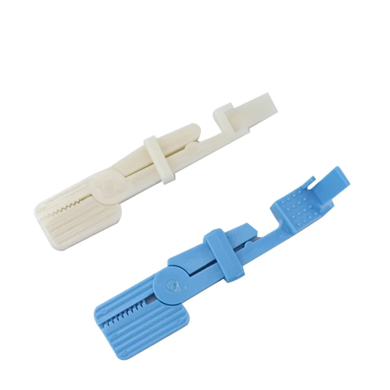 5pcs White/Blue Dental X-Ray Film Holder Snap Clips Disposable Plastic Positioning Clips for Bitewing & Periapical Radiography