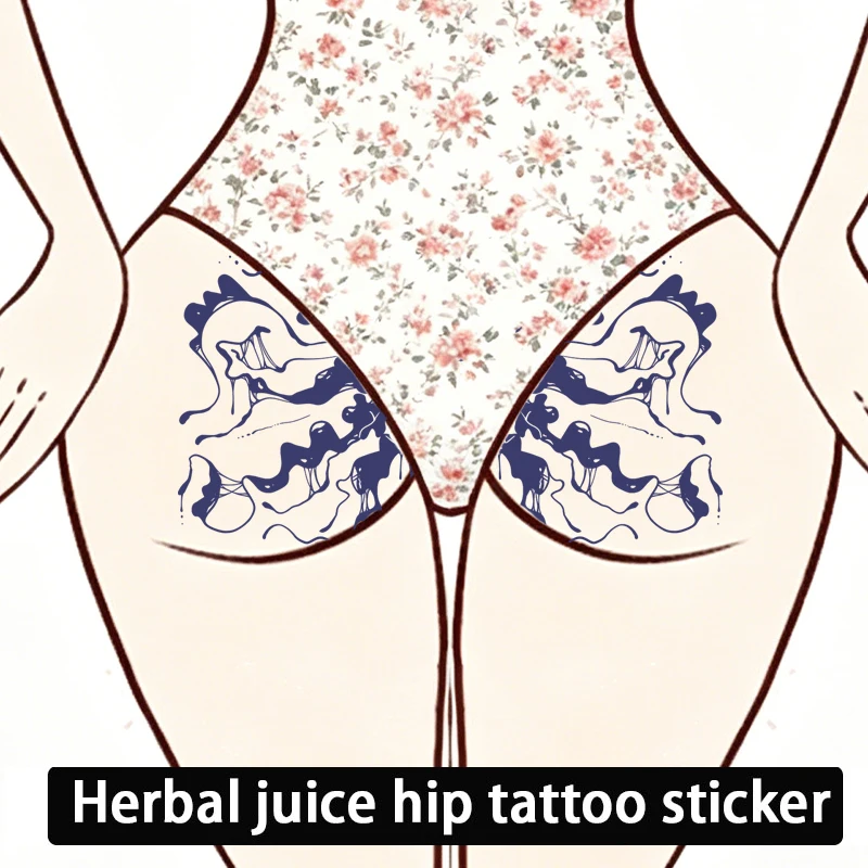Girl sexy Buttocks and Buttocks Realistic Tattoo Sticker Waterproof Body Art Realistic Jellyfish Pattern Temporary Sticker Juice