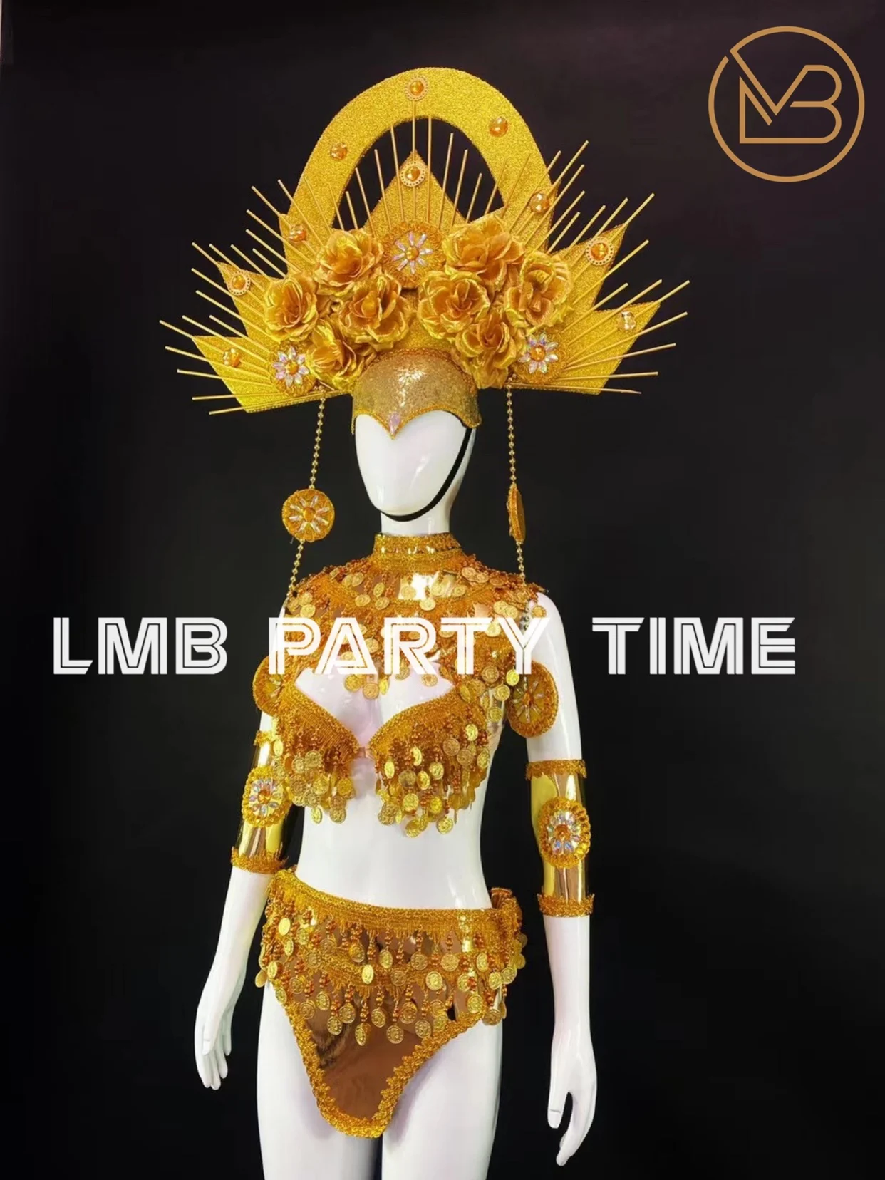 Ancient Egyptian Style Golden Pharaoh Scepter Queen Nightclub Bar DJ Lead Dance Performance Costume Party Theme Stage Clothing