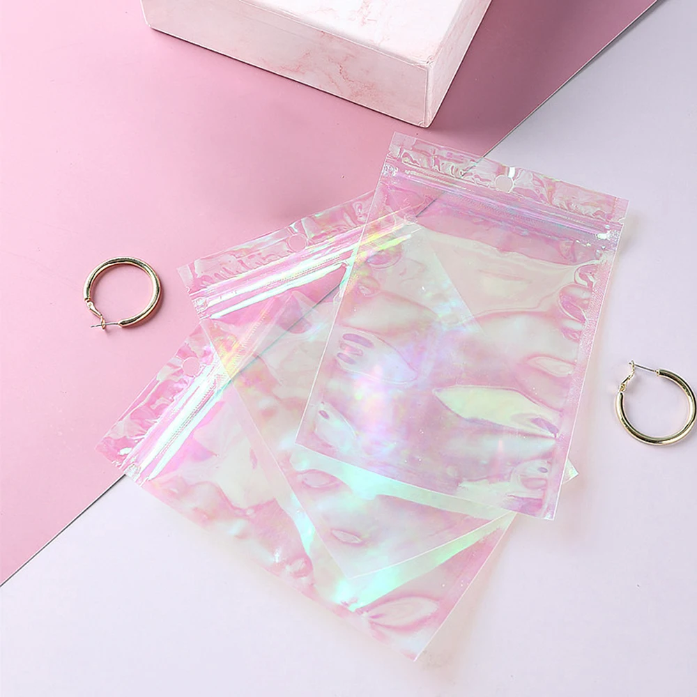 20 Piece Laser Bag, Gift Packaging Transparent Sealed Bag, Suitable For Jewelry, Holiday Gifts, Candy, Jewelry, Ziplock Bag