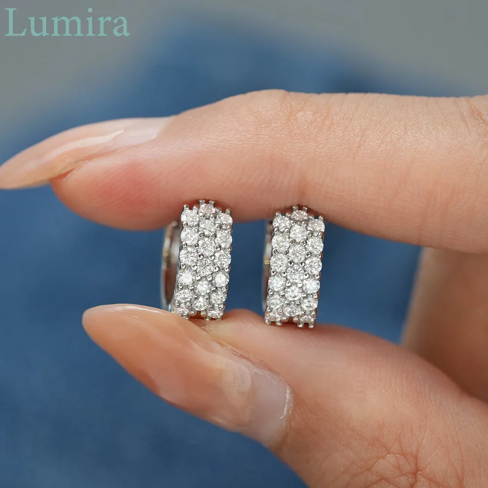 

Lumia Hip-Hop Asymmetric Geometric Platinum PT950 Stud Earrings Diamond-studded Moissanite Earrings for Women Fine Jewelry