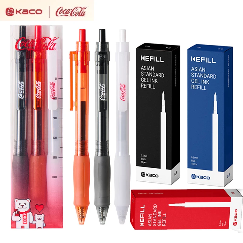 

Гелевые ручки KACO Coca-Cola Bear, 3 упаковки, милая новинка, выдвижная черная ручка 0,5 мм, гладкая ручка для письма, забавный дизайн для школы, офиса, ежедневного использования