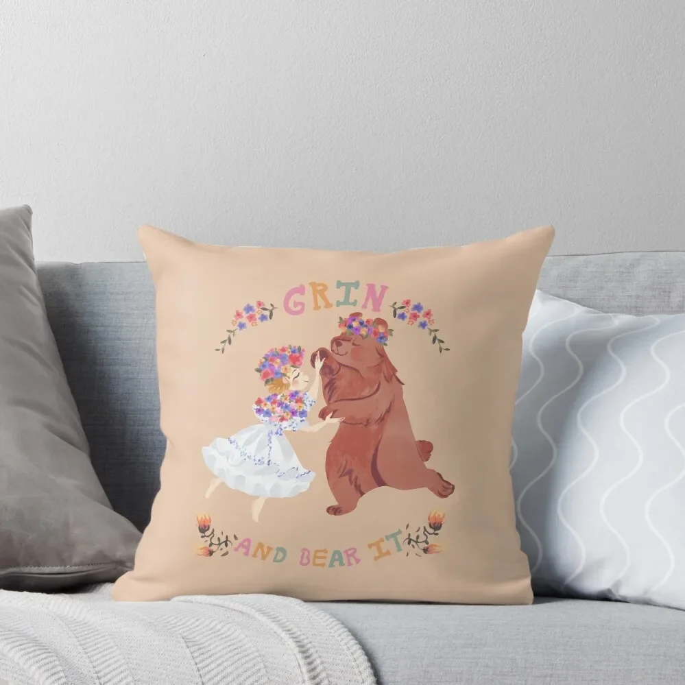 

Grin and Bear It Throw Pillow Luxury Sofa Cushions Pillow Decor Decorative Cushion Cover pillow