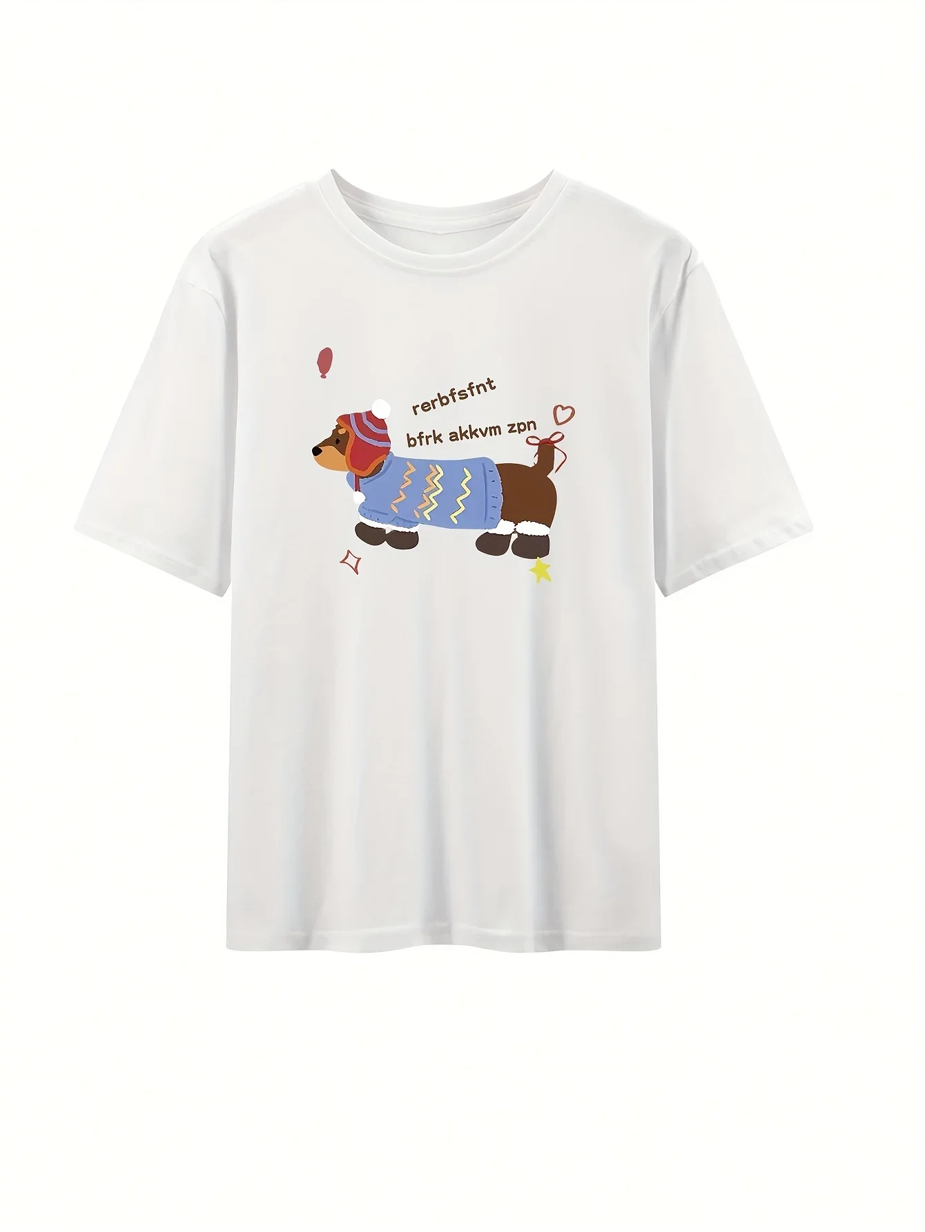 Camiseta con estampado de perro salchicha de dibujos animados Y2K para mujer, camiseta blanca de manga corta con estampado de perro salchicha, ropa informal para mujer