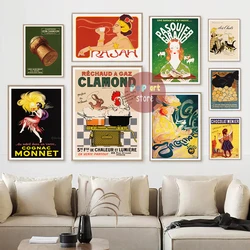 French Food Kitchen Poster Canvas Painting Foods Aesthetic Wall Decor AD Poster Vintage Wine Restaurant Kitchen Food Print Decor