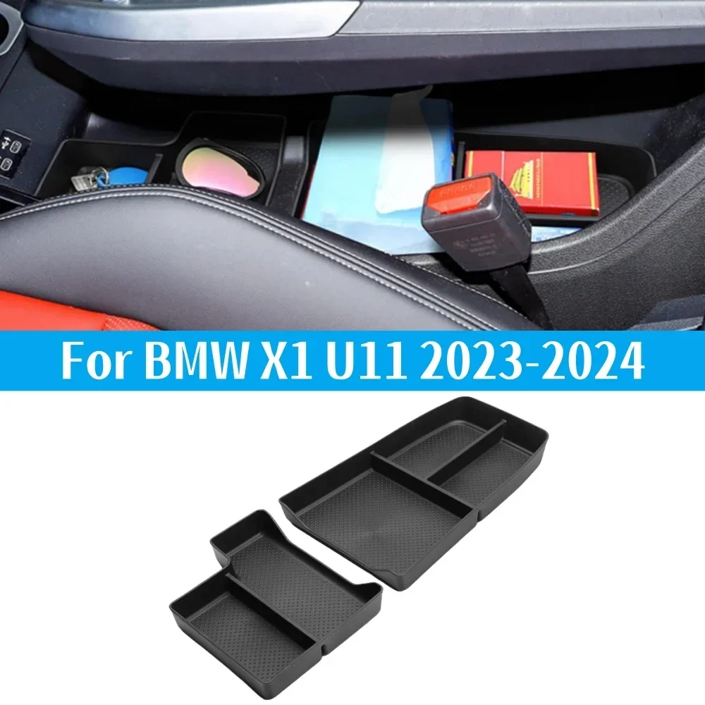 For BMW X1 Center Console Organizer Tray 2023 2024 U11 Lower Console Organizer Tray TPE Under Console Storage Box