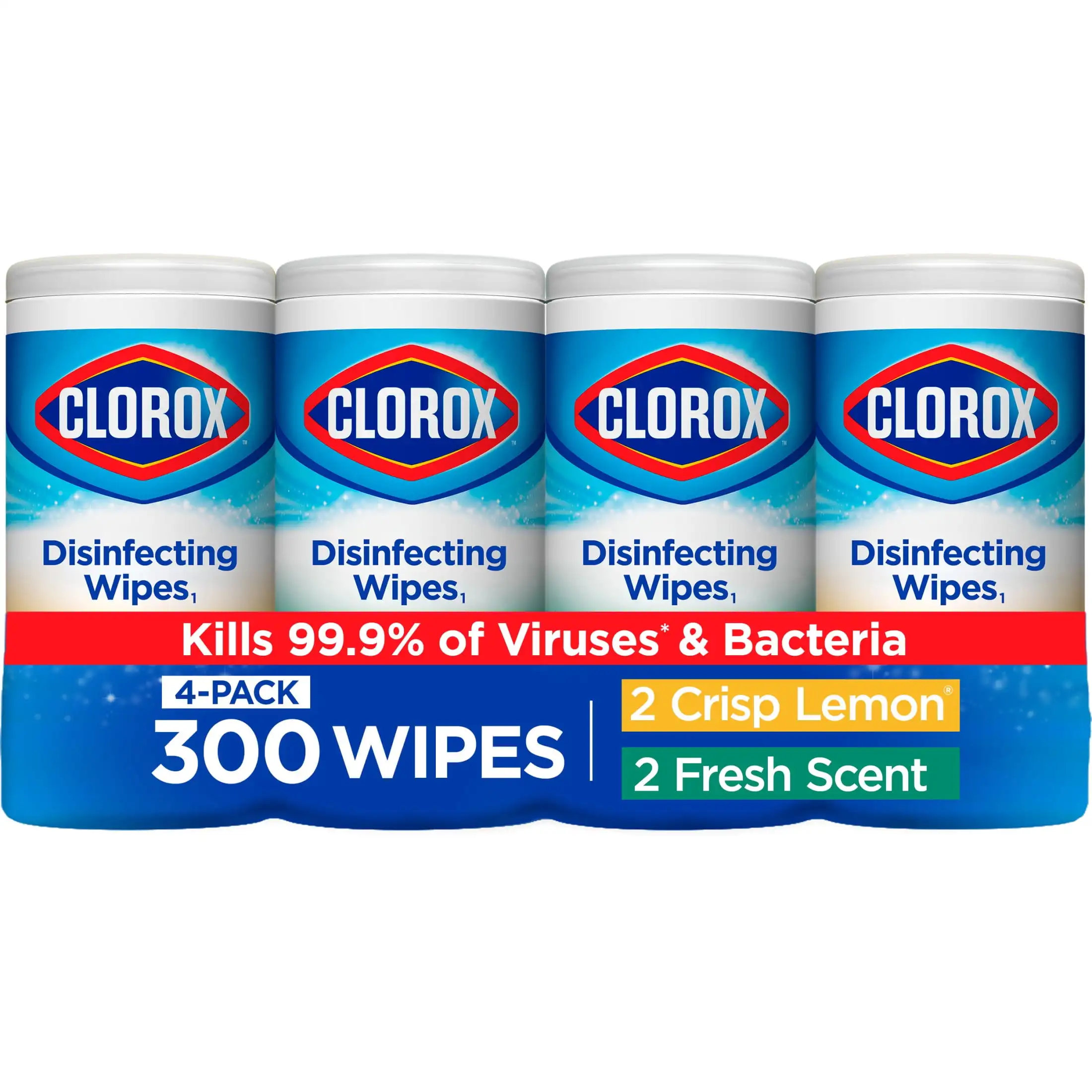 

Disinfecting Wipes (300 Count Value Pack), Bleach Free Cleaning Wipes - 4 Pack - 75 Count Each