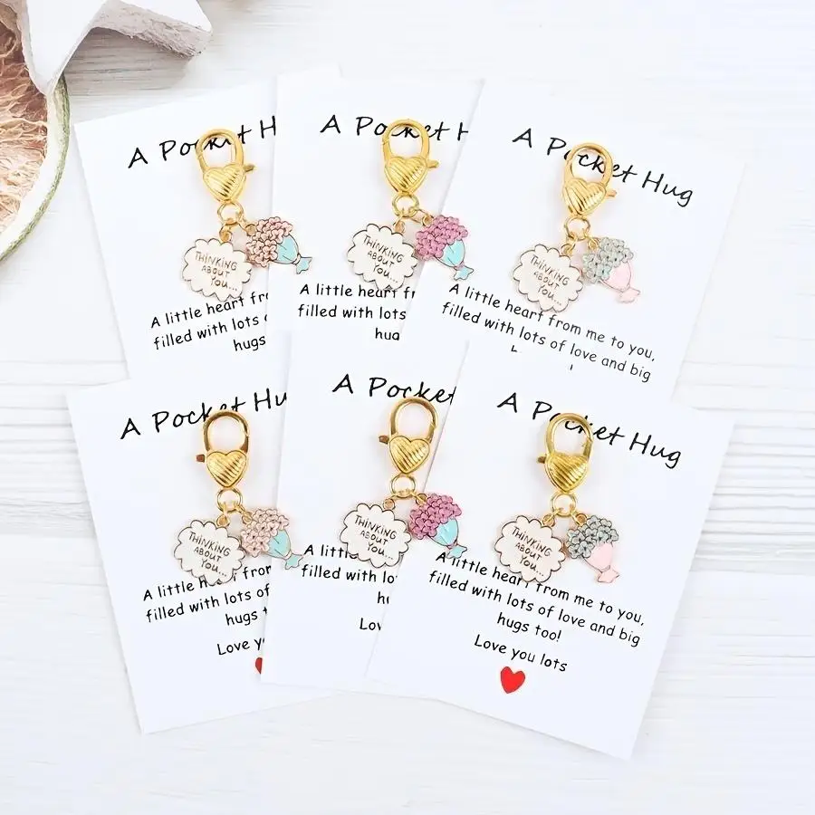 1/5/10/20/50/100pcs 6 exquisite bouquet keychains, mini charms with delicate inscriptions, perfect for best friends, significant