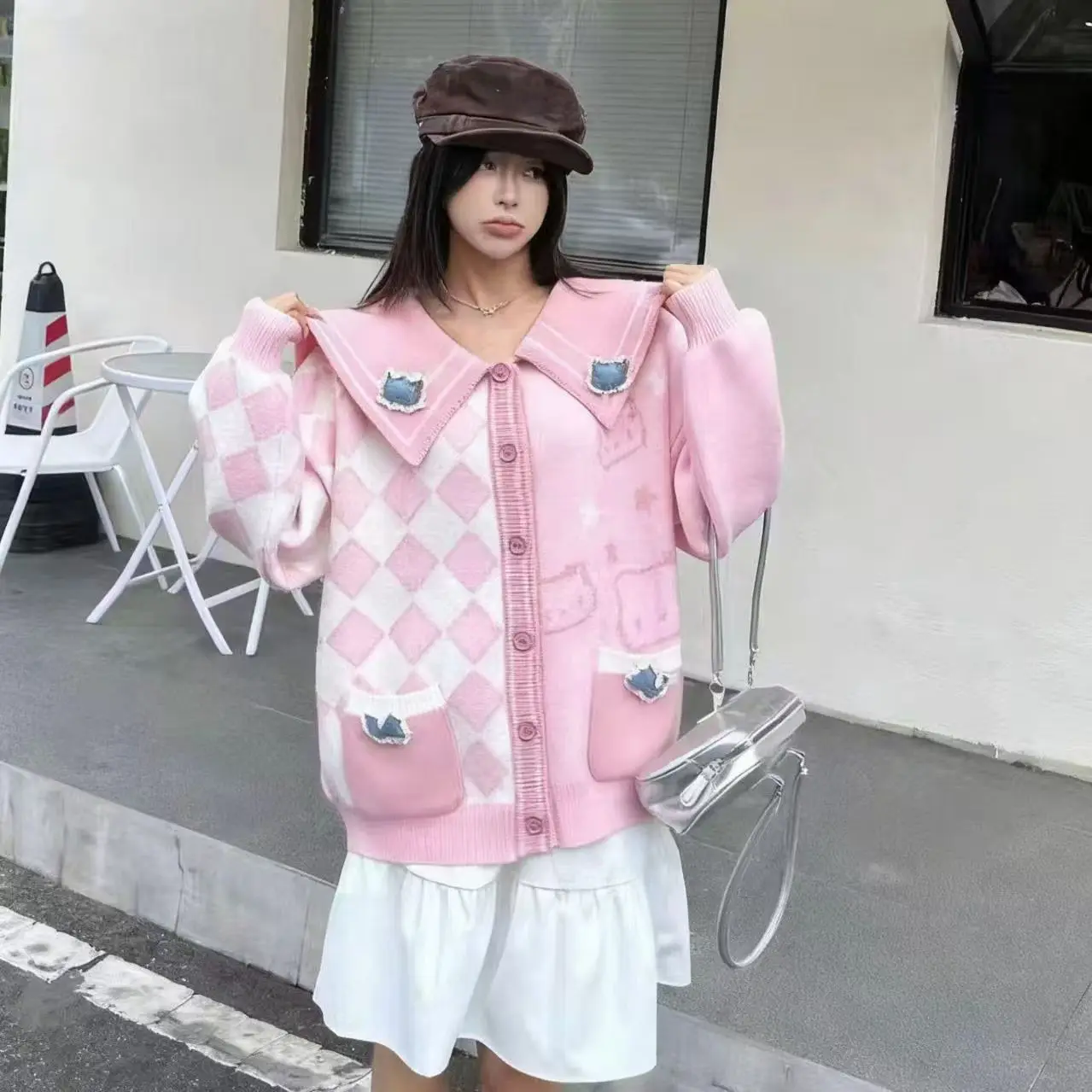 

Hello Kitty Woman Autumn Knitwear Coat Sanrio Sweater Kawaii Girl Clothes Anime Keep Warm Long Sleeves Cardigan Oversized Tops