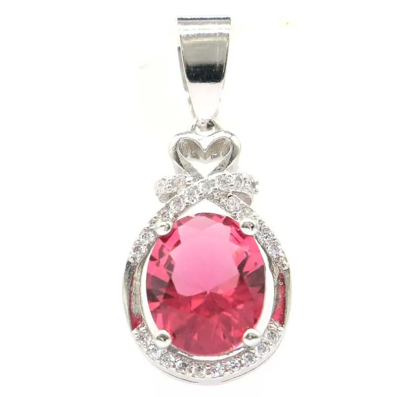 

Buy 4 Get 1 Free 28x13mm Beautiful Pink Tourmaline Rich Blue Violet Tanzanite White CZ Silver Pendant