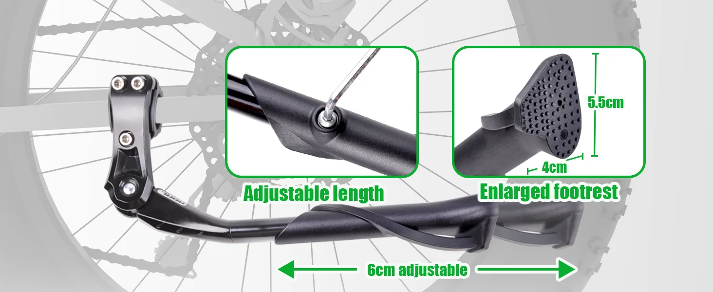 RBRL Verstellbarer Fahrradständer, Aluminium-Fahrradständer, rutschfest, langlebig, Fahrradseitenstütze für 24–29 Zoll MTB-Elektrofahrräder – Detail 4