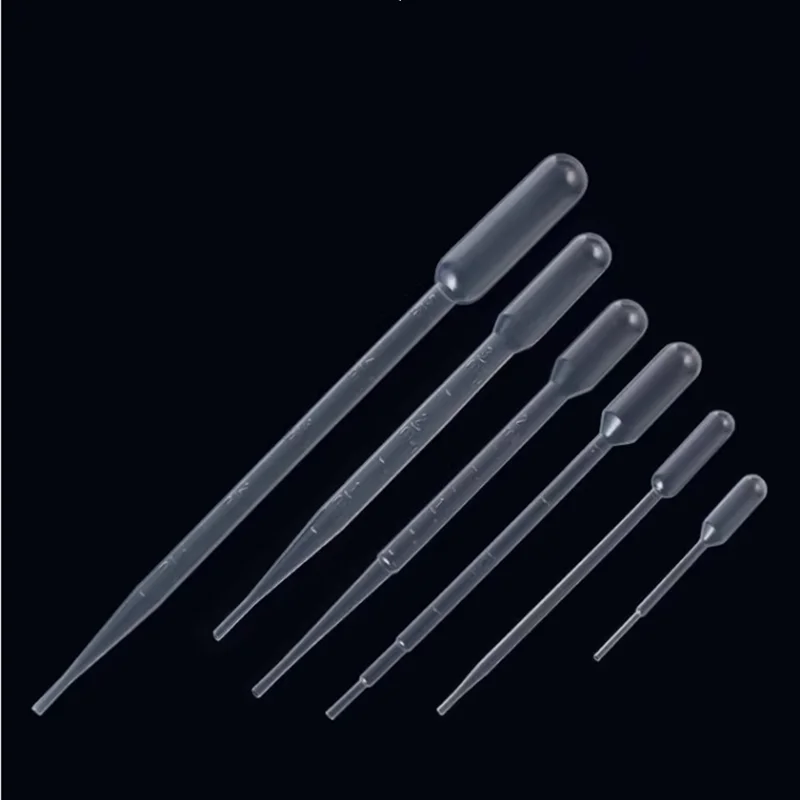 100 Stuks Naar 500 Stuks Wegwerp 0.2/0.5/1/2/3/5/10Ml Gegradueerde Plastic Pasteur Pipet Overdracht Druppelaar Polyethyleen Make-Up/Lab Tool