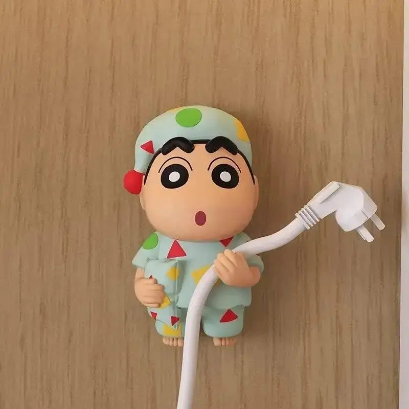 Licensed Cute Cartoon Crayon Shin-Chan Plastic Cord Organizer, No Drill Multi-Functional Plug Hook for Kitchen Power Wire Storag