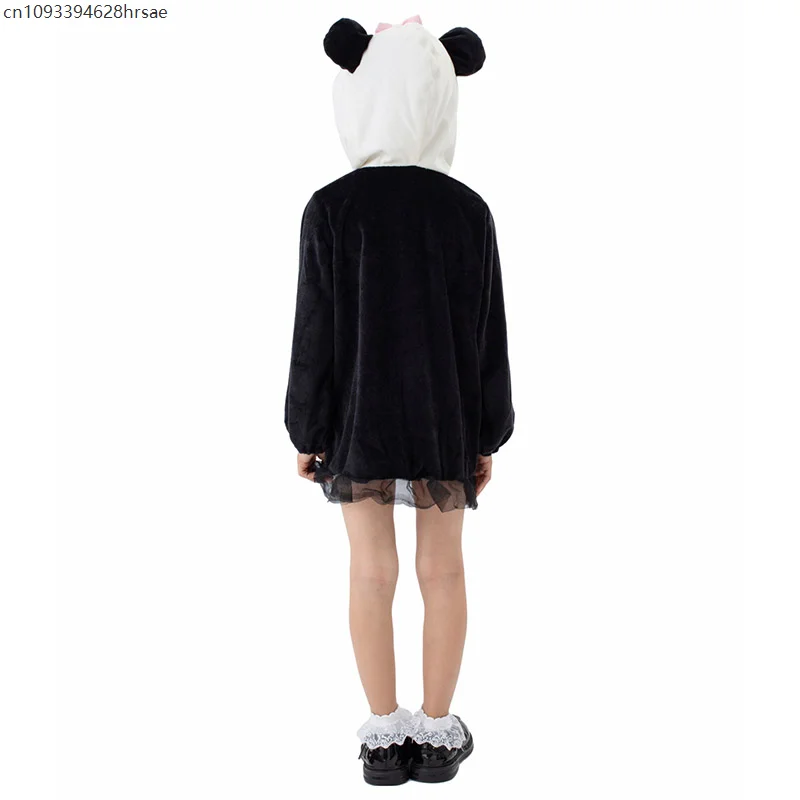 Bonito meninas panda gigante traje livro semana fantasia vestido traje com capuz panda vestido para crianças desempenho escolar role play