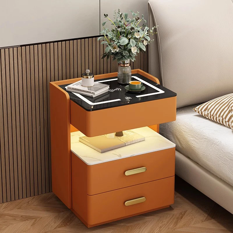 

Unique Trendy Bedside Table Nordic Storage Simple Organizer Smart Cheap Bedroom Luxury Console Mesa De Cabeceira Hotel Furniture
