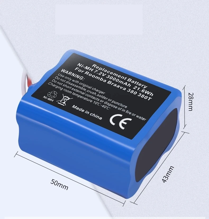 بطارية جديدة 7.2 فولت 3000mAh ni-mh قابلة للشحن لآي روبوت رومبا برافا 380 380T النعناع 5200c 5200 AA NiMH 3000mAh بطارية جزء #5