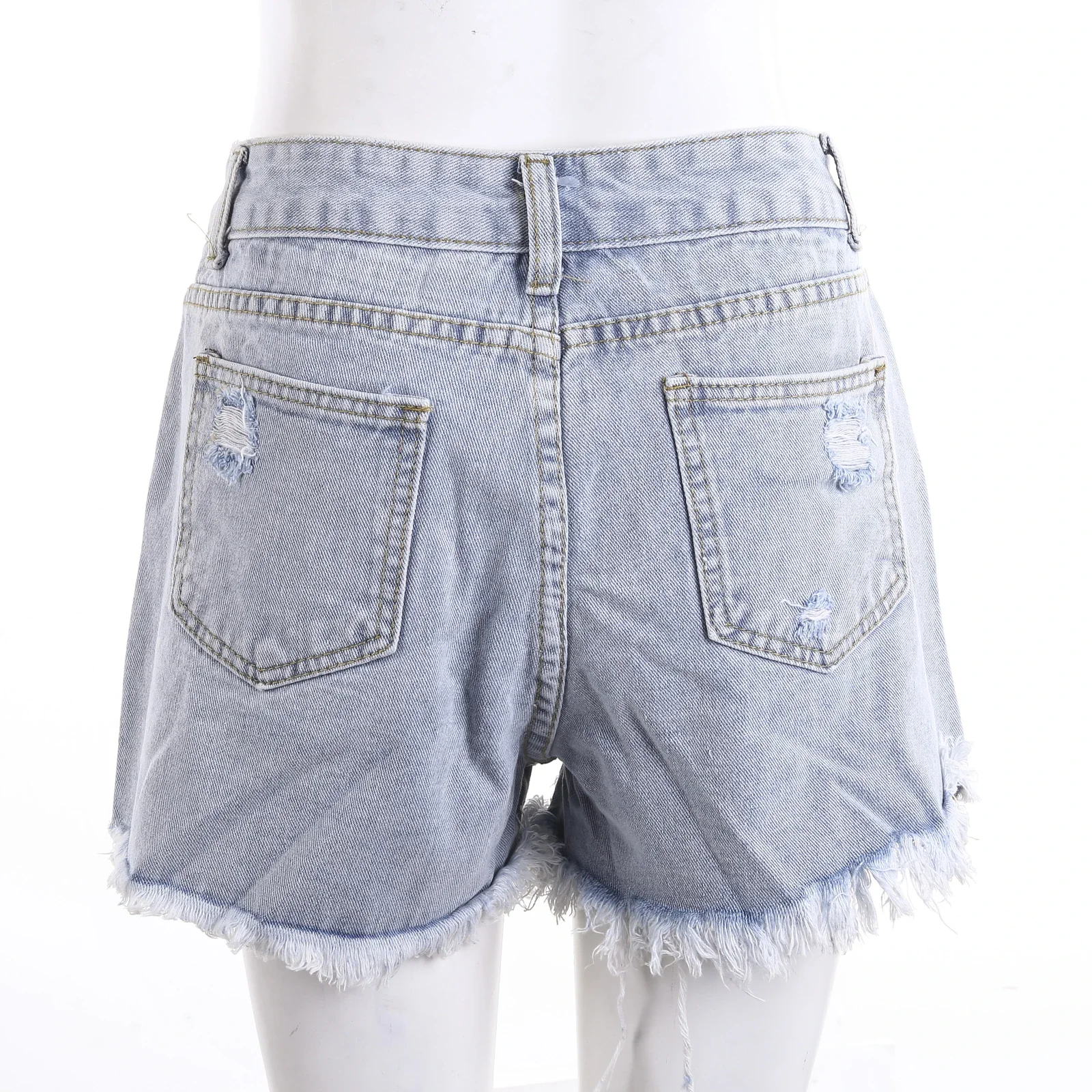 Verão denim shorts para as mulheres, cor sólida cintura alta lápis shorts com buraco para meninas