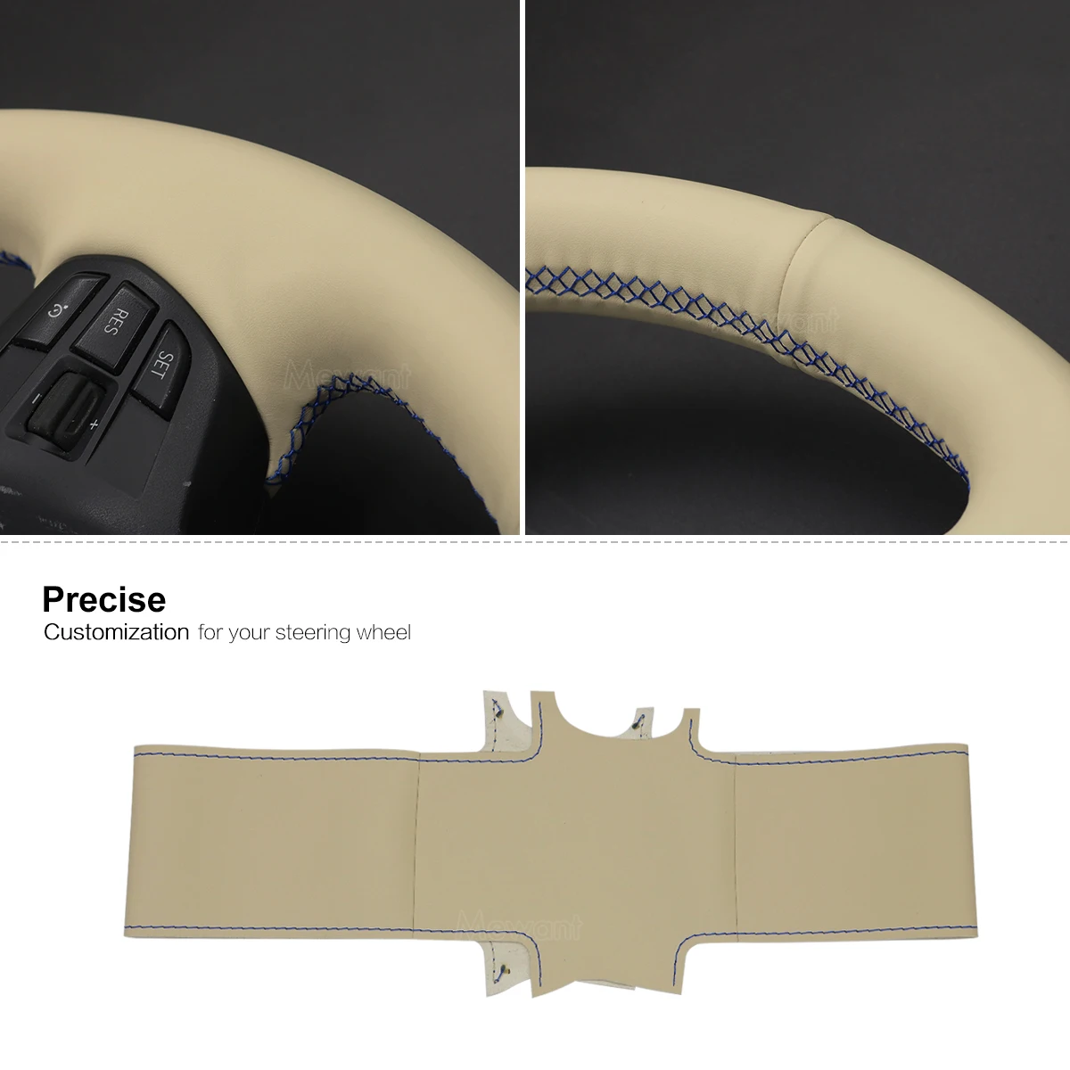 MEWANT Beige Artificial Leather Car Steering Wheel Cover for BMW i3 2013-2022