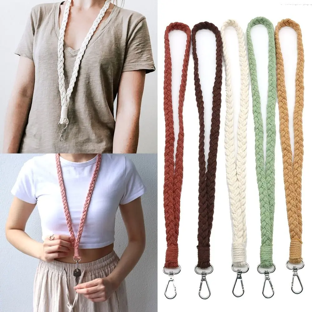 Braided Macrame Teacher Lanyard/ Keychain Boho Chic Braided Macrame Lanyards for Keys or ID Badge Valentine\'s Day Gift Jewelry