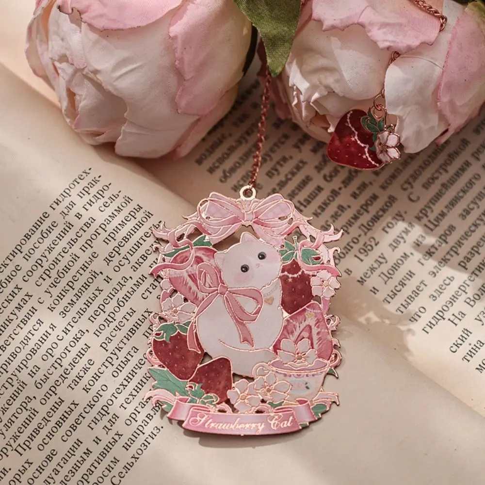 Изысканная металлическая закладка с милым котом/кроликом/медведем, полая портативная закладка для чтения книг, зажим для нумерации страниц, студент