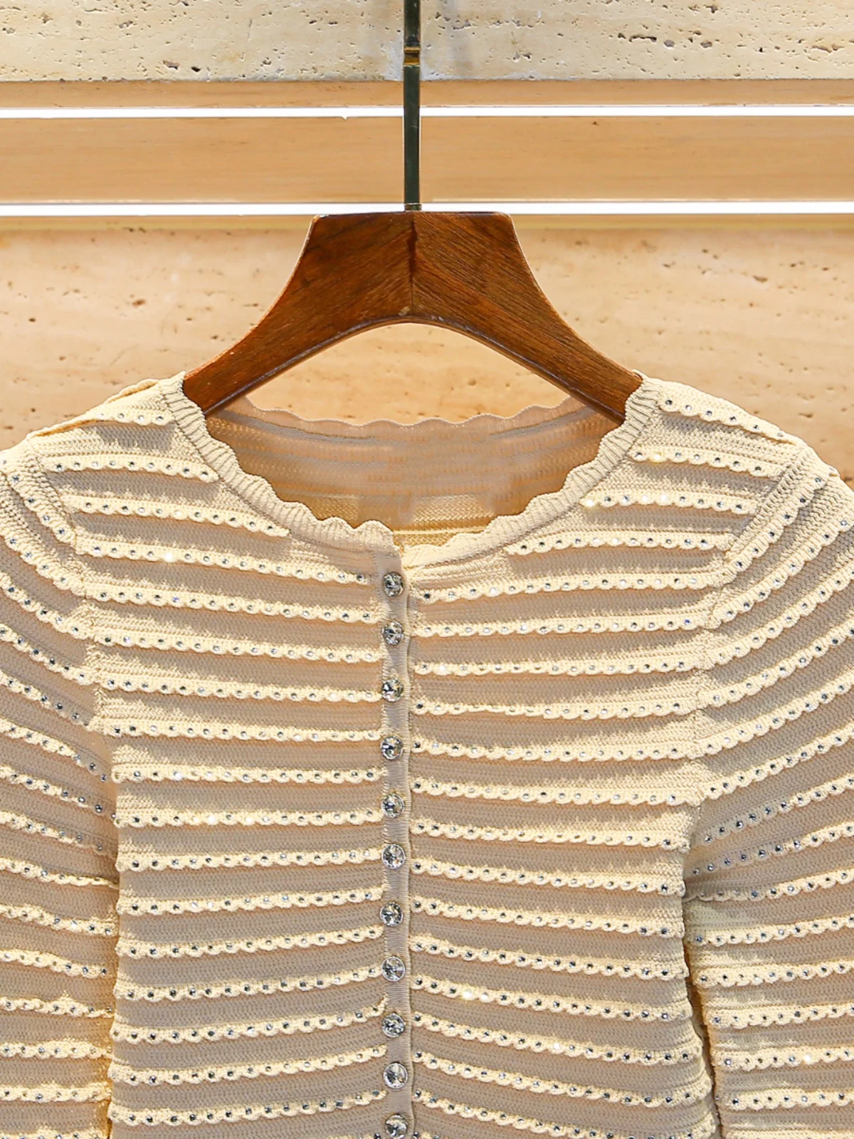 Cappotto cardigan lavorato a maglia di lusso con strass pesanti ort Sle Pendolari Faion per giovani donne Primavera Nuovo arrivo S Home South Oil