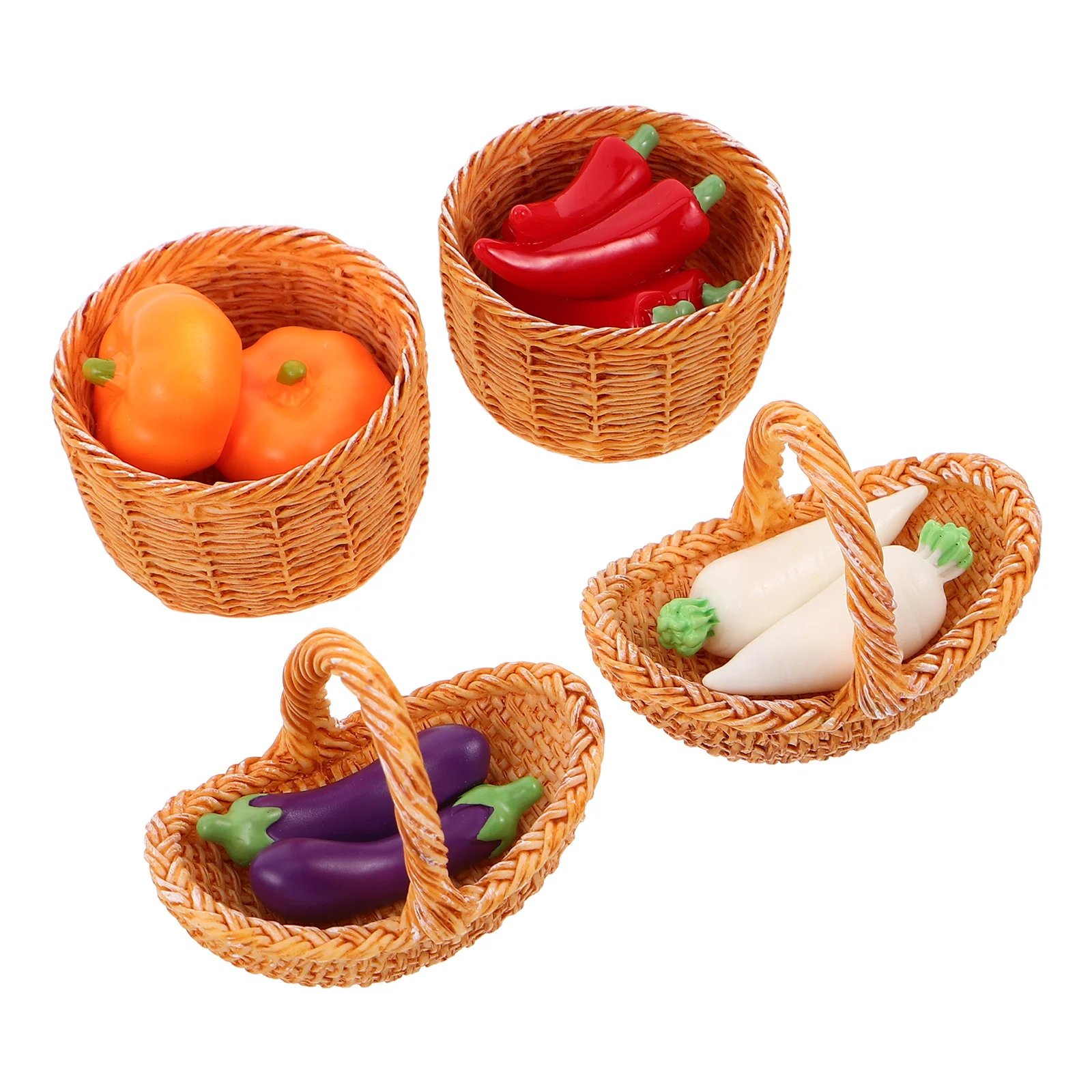 1 Zestaw Miniaturowych Koszyków z Warzywami Realistyczne Figurki Warzyw do Domku dla Lalek Dekoracje Kuchenne DIY Akcesoria Sceniczne