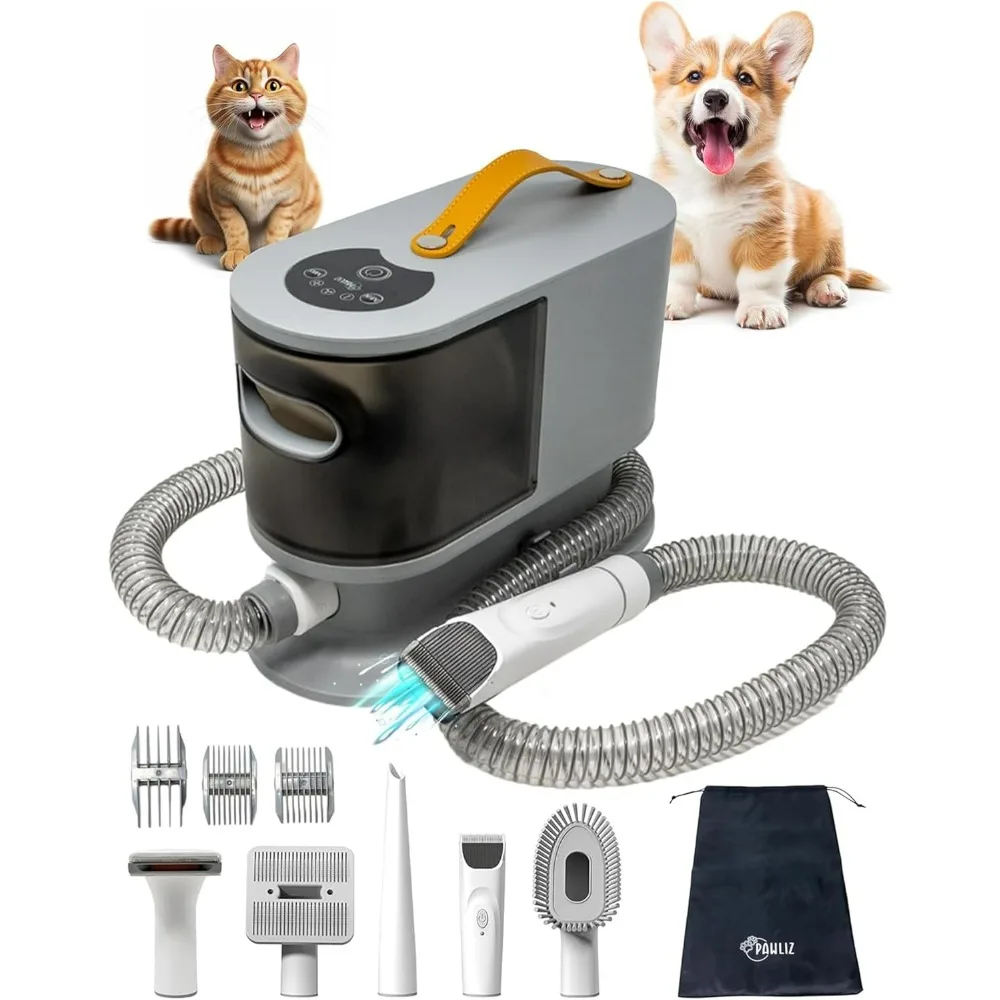 

Dog Hair Vacuum, Dog Grooming Kit, Low Noise Dog Vacuum Hair Remover Pet Grooming Kit Collects 99% Hair, 5 Proven Grooming Tools