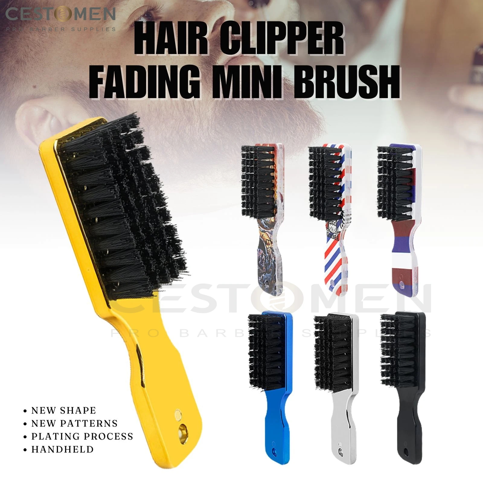 Newest Barber Fade Brush Electroplating Neck Duster Sweeping Brush Haircut Accessories Facial Beard Cleaning Brushes For Men