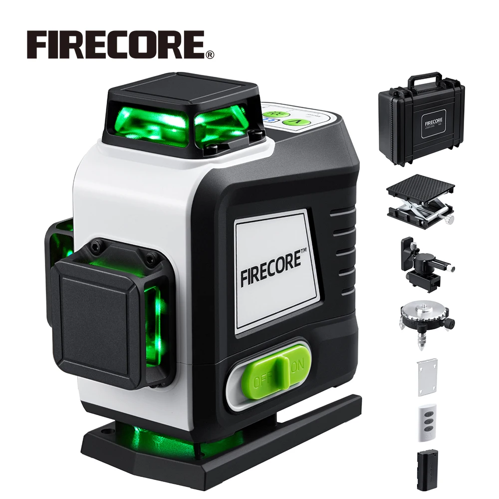 Лазерный уровень FIRECORE 360, 16 линий, 4D G60, самовыравнивающийся, горизонтальные и вертикальные поперечные линии, сверхмощный зеленый лазерный уровень, инструмент Лазерный уровень FIRECORE 360, 16 линий, 4D G60, самовыравнивающийся, горизонтальные и вертикальные поперечные линии, сверхмощный зеленый лазерный уровень, инструмент