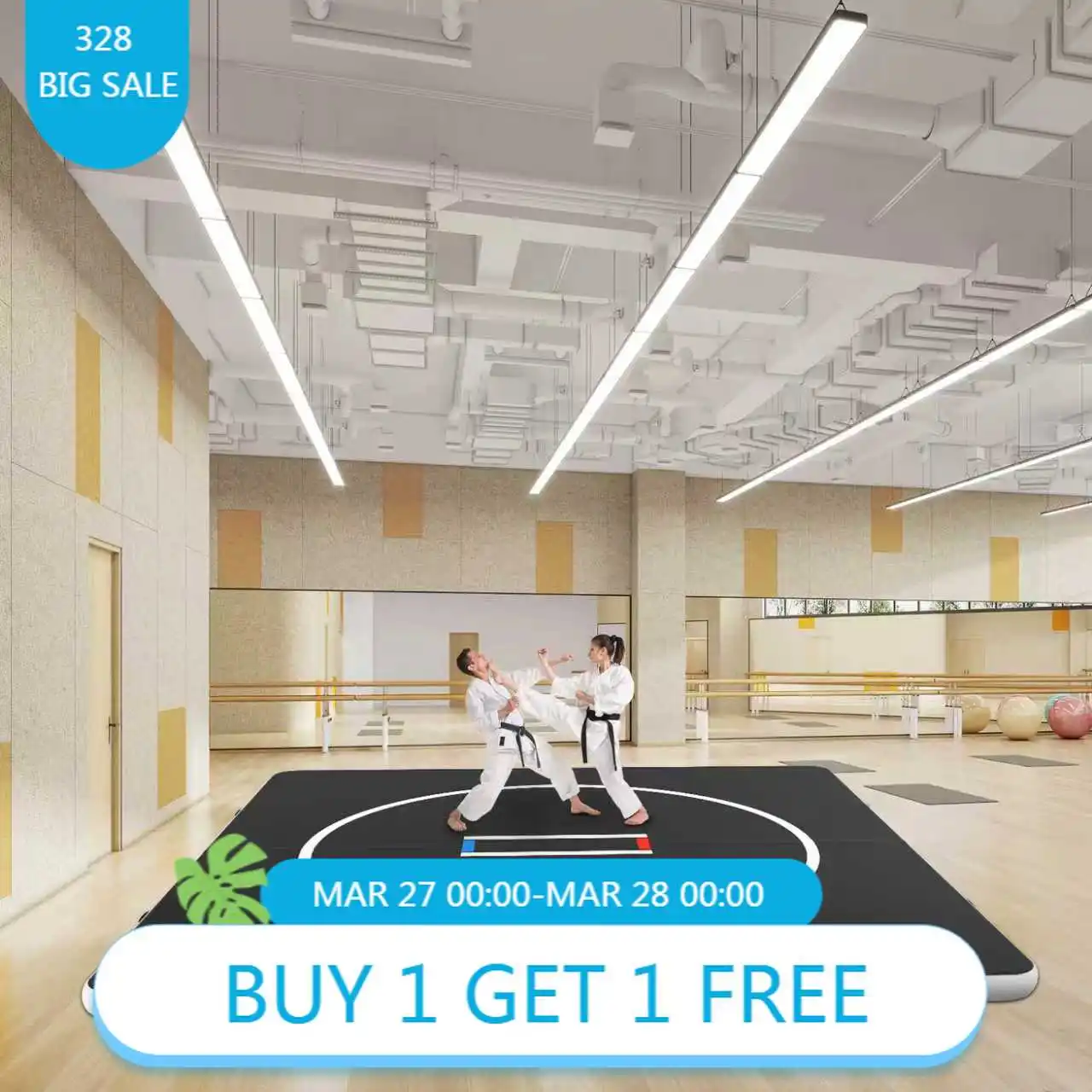 3x3m Commercial‑Grade Eco‑Friendly Durable Portable PVC Inflatable Jiu‑Jitsu Mat Custom Size for Gym Training