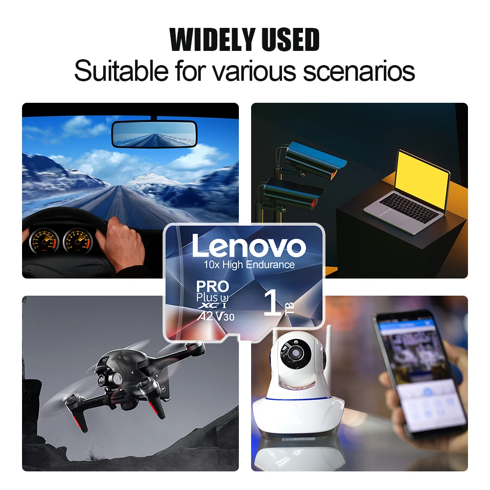 بطاقة Lenovo الأصلية 2 تيرا بايت 1 تيرا بايت 512 جيجا بايت 128 جيجا بايت 64 جيجا بايت مايكرو SD TF U3 V30 4K ذاكرة عالية الدقة للتبديل/الهاتف/الكمبيوتر مع محول SD