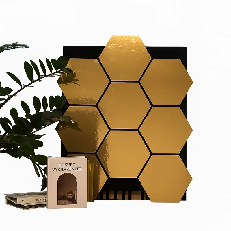 Oak Decorative Sound Proof Ceiling Felt Polyester Fiber Hexagon Acoustic Wall Panels